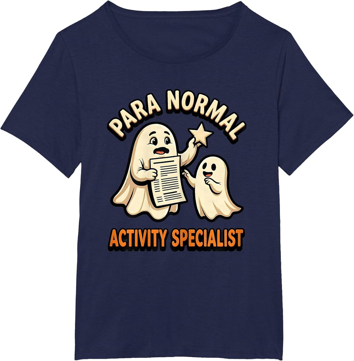 Women's Para Normal Activity Specialist Funny Ghost Paraprofessional T-Shirt - Navy Blue