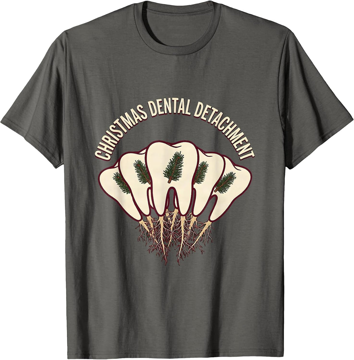 Men's Christmas Dental Detachment Funny Dentist Dental Team T-Shirt - Asphalt Grey