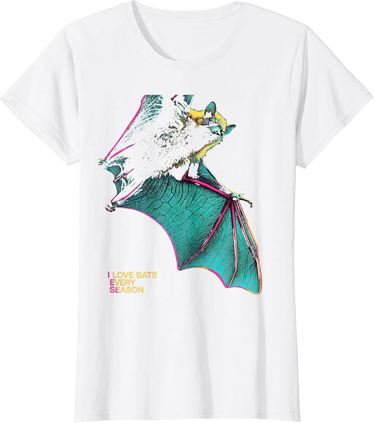 Women's I Love Bats Every Season Vintage Bat Lover Halloween Humor T-Shirt - White