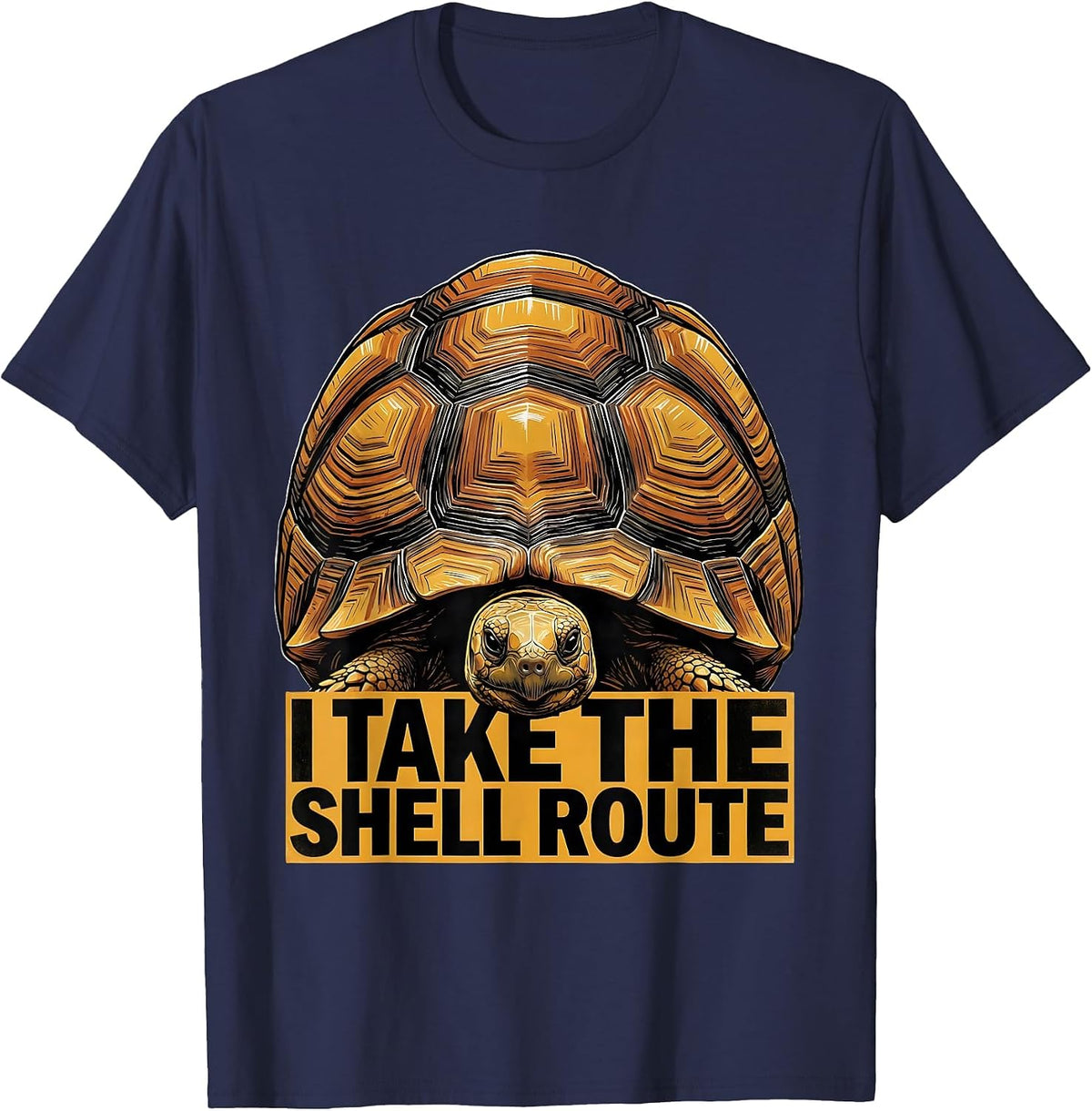 Men's I Take The Shell Route Funny Tortoise Lover Gift T-Shirt - Navy Blue