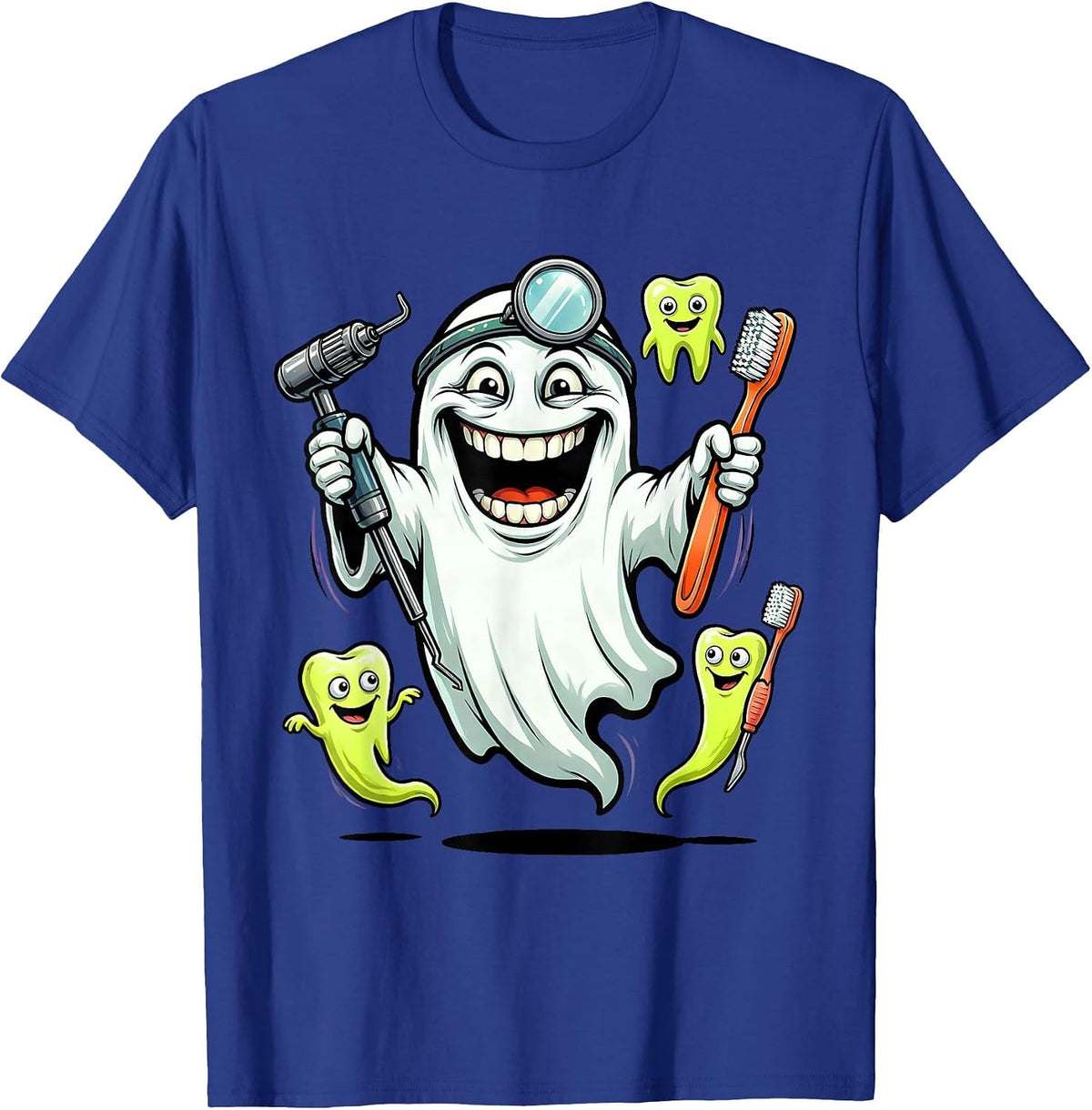 Haunted Dental Office Halloween Ghost Design T-Shirt - Royal Blue