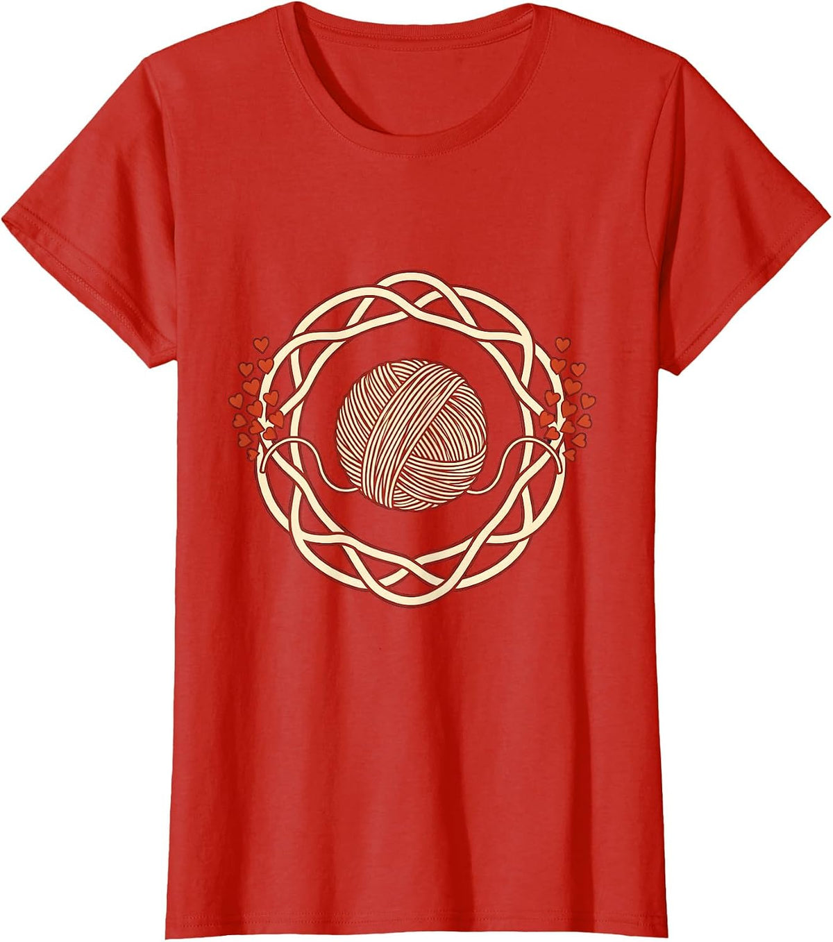 Women's Kindergarten Teacher Yarn Heart Graphic T-Shirt - Red