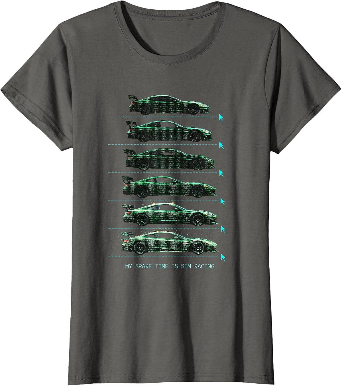 Women's My Spare Time Is Sim Racing Funny Car Enthusiast Hobbyist T-Shirt - Asphalt Grey