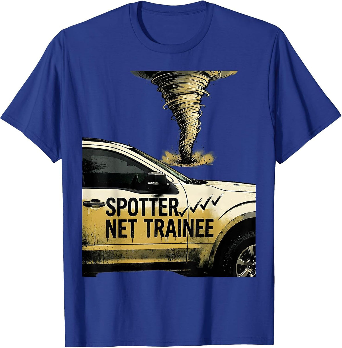 Men's Spotter Net Trainee Funny Storm Chaser Tornado Enthusiast T-Shirt - Royal Blue