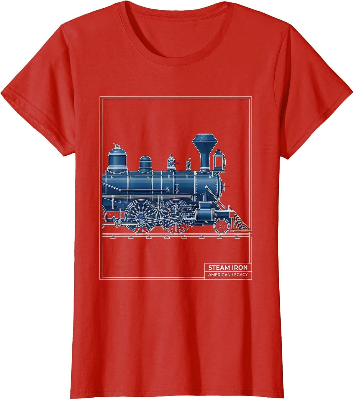 Steam Iron American Legacy Vintage Steam Locomotive Train T-Shirt - Red