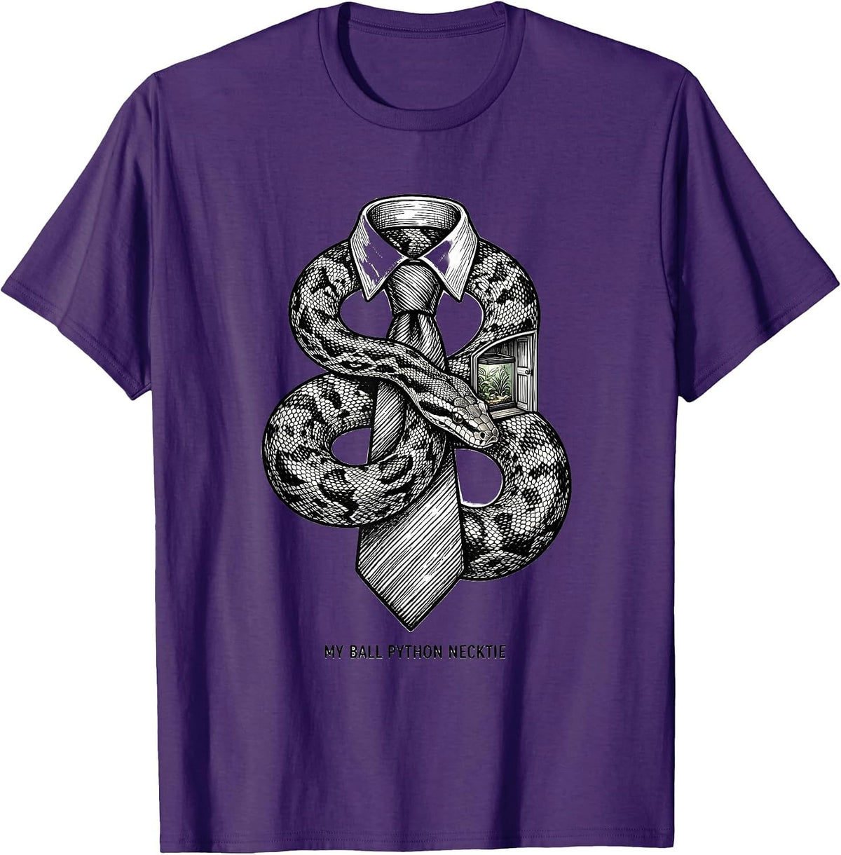 Men's My Ball Python Necktie Funny Reptile Lover Pet Keeper Humor T-Shirt - Purple