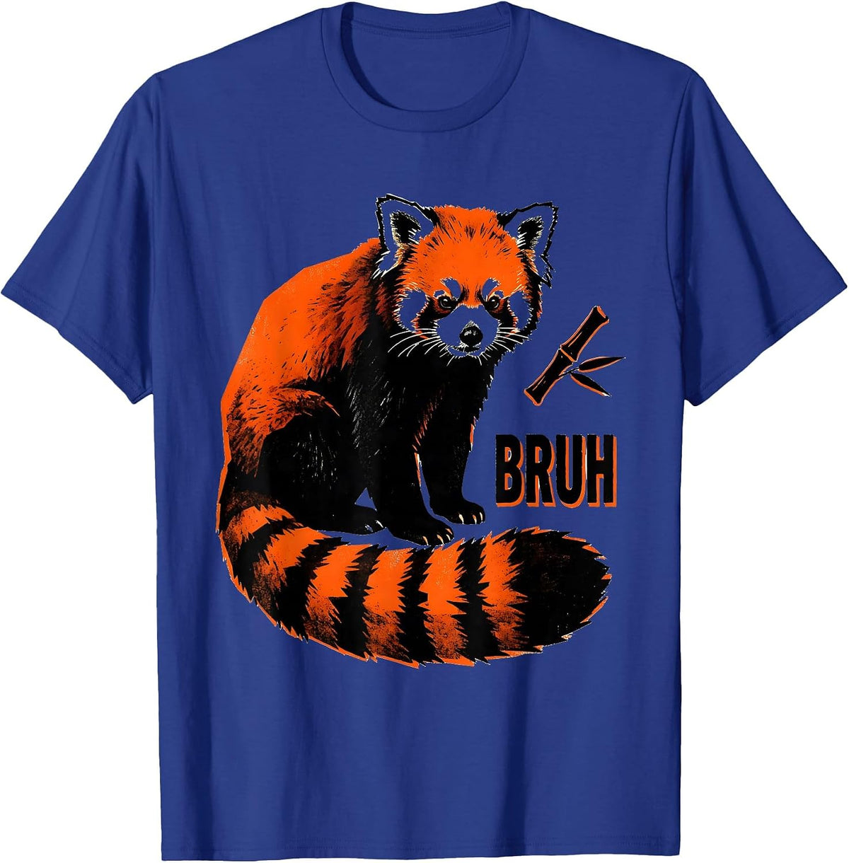 Men's Bruh Oversized Rust-Red Panda Stencil Graphic Novelty Animal T-Shirt - Royal Blue