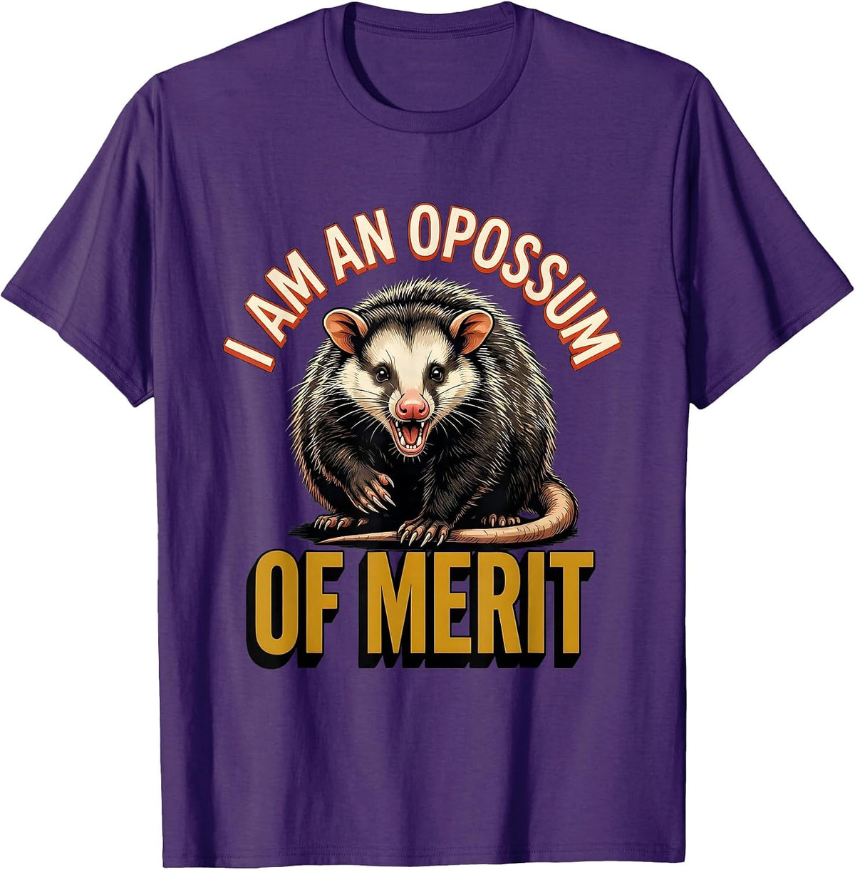 Men's I Am An Opossum Of Merit Funny Opossum Trash Panda Meme T-Shirt - Purple