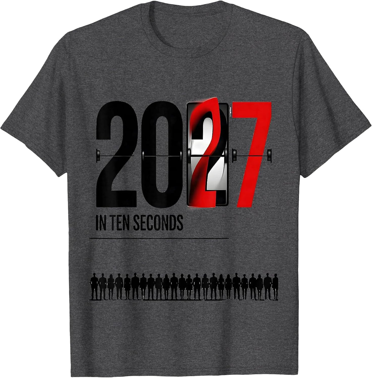 Men's 2027 In Ten Seconds Swiss International New Year Party T-Shirt - Dark Heather Grey