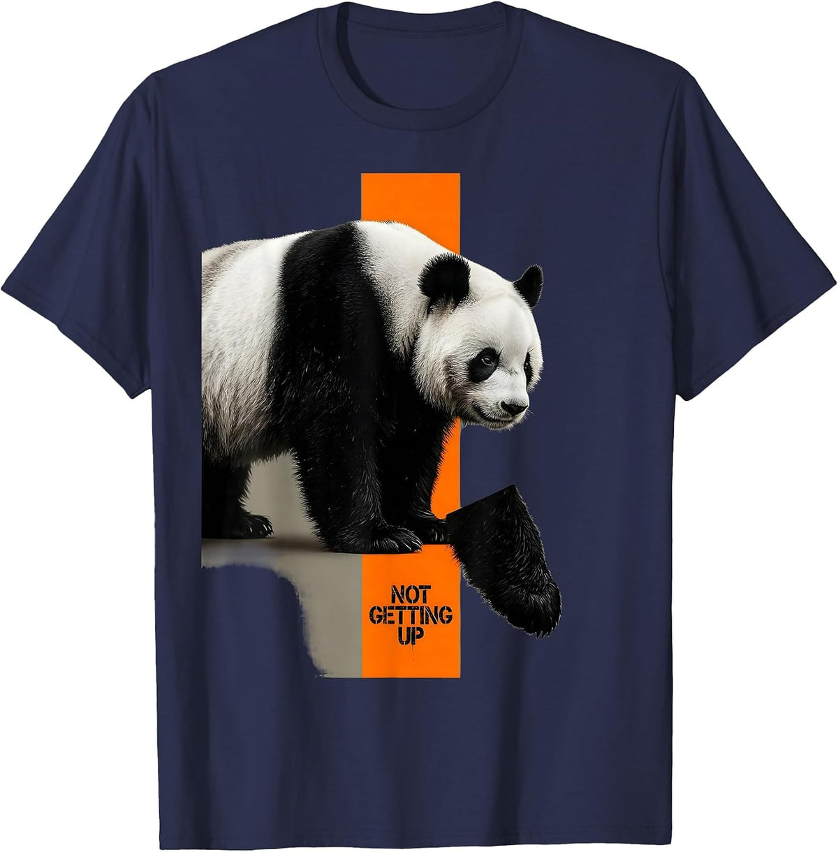 Not Getting Up Brutalist Panda Animal Humor Gift T-Shirt - Navy Blue