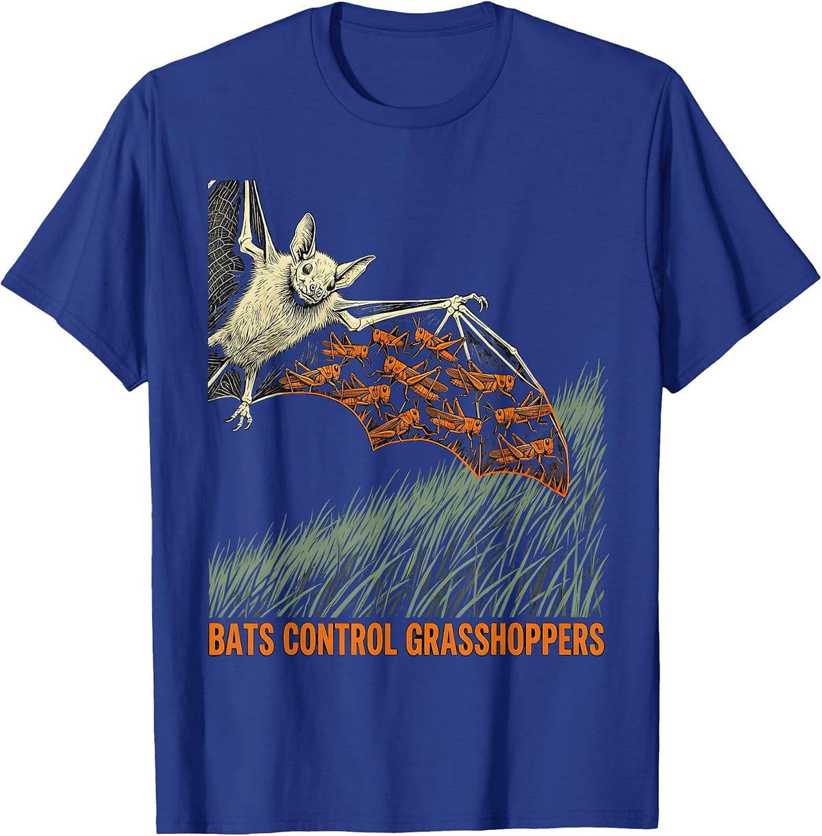 Men's Bats Control Grasshoppers Vintage Bat Lover Nature T-Shirt - Royal Blue