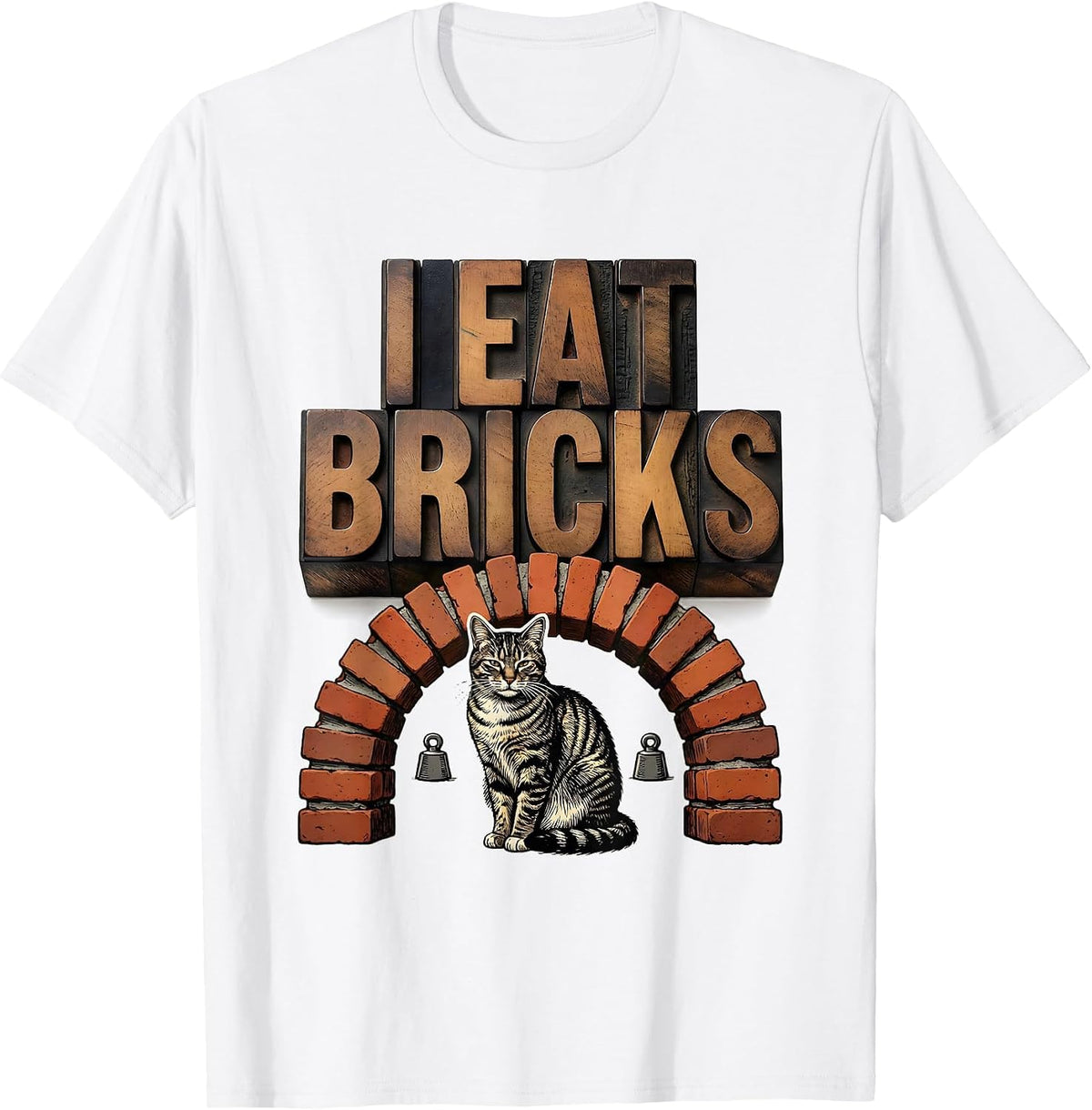 Men's I Eat Bricks Funny Cat Meme Internet Humor Gift T-Shirt - White