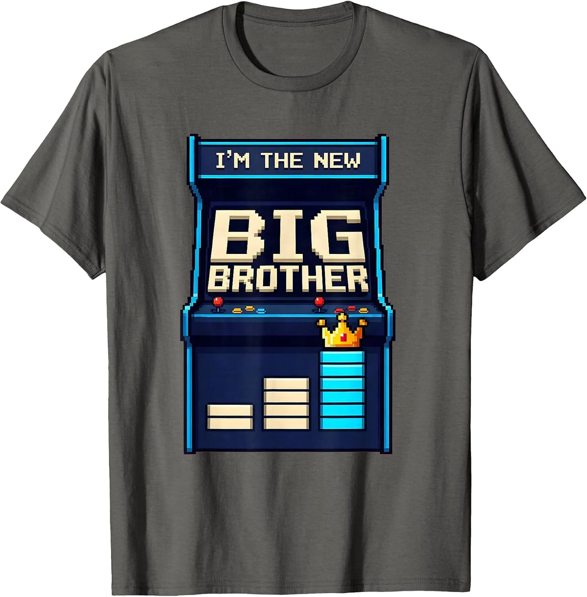 Men's I'm The New Big Brother Pixel Art Big Brother Announcement T-Shirt - Asphalt Grey