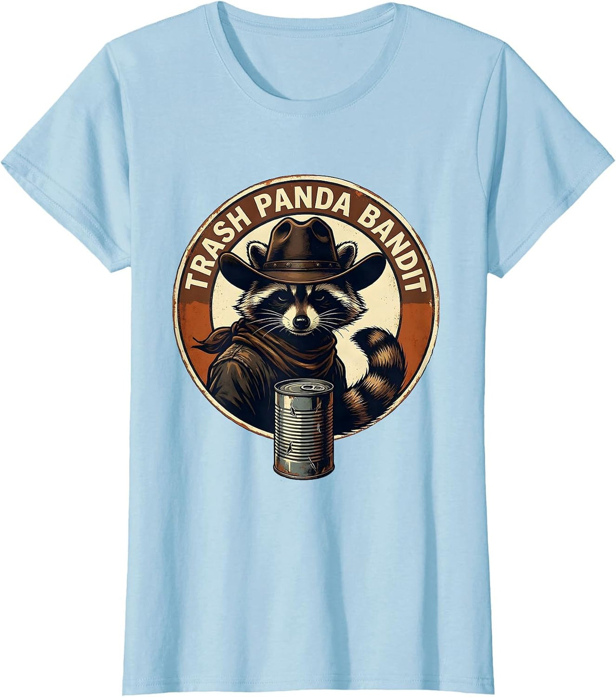 Women's Trash Panda Bandit Vintage Raccoon Western Cowboy Humor T-Shirt - Baby Blue