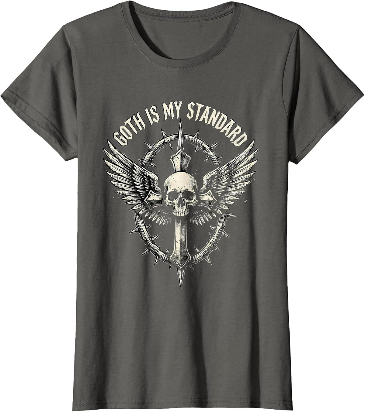 Women's Goth Is My Standard Emblem Y2K Grunge Alt Goth Girl T-Shirt - Asphalt Grey