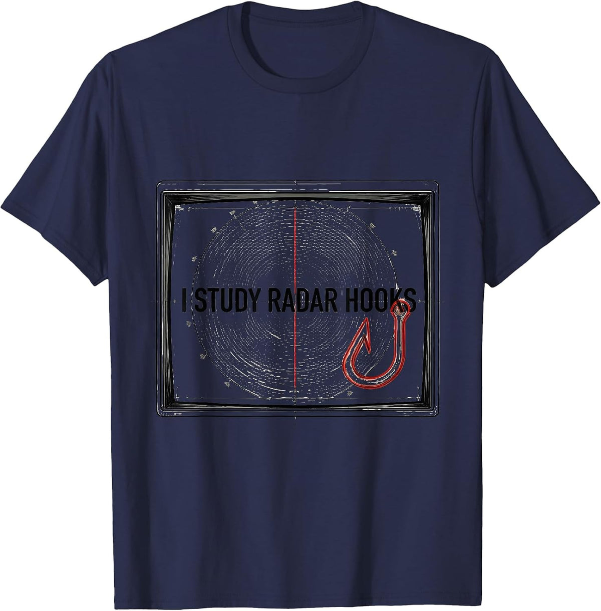 I Study Radar Hooks Funny Storm Chaser Meteorology T-Shirt - Navy Blue