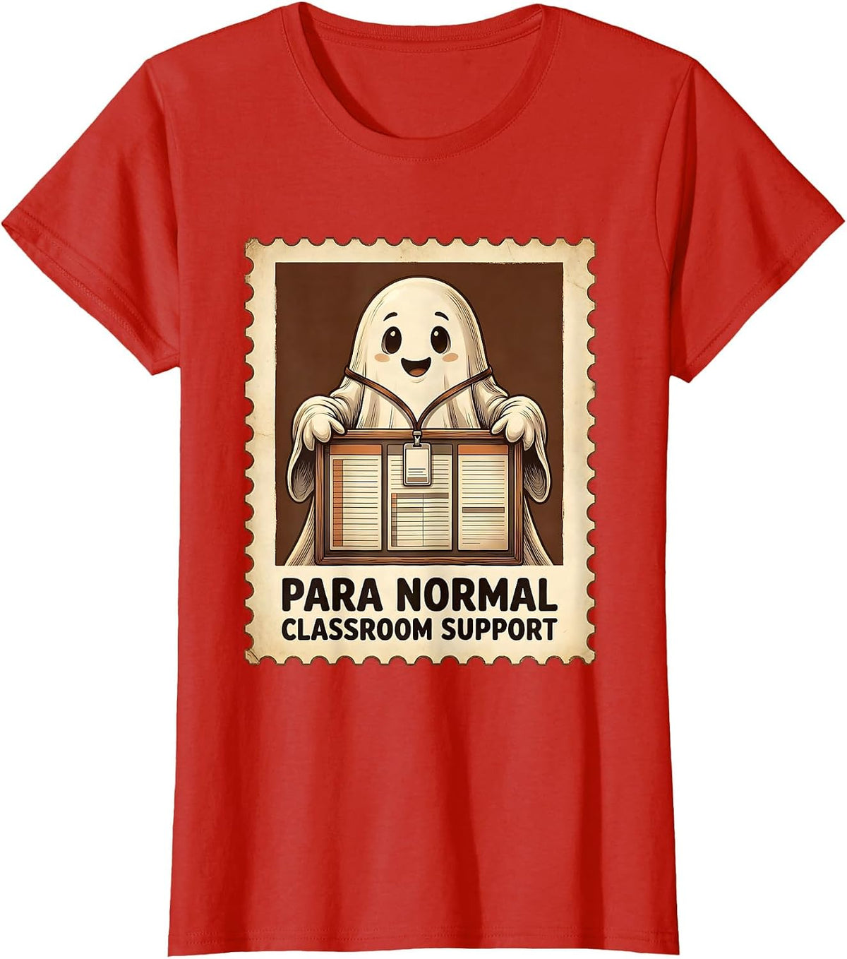 Para Normal Classroom Support Funny Ghost Paraprofessional T-Shirt - Red