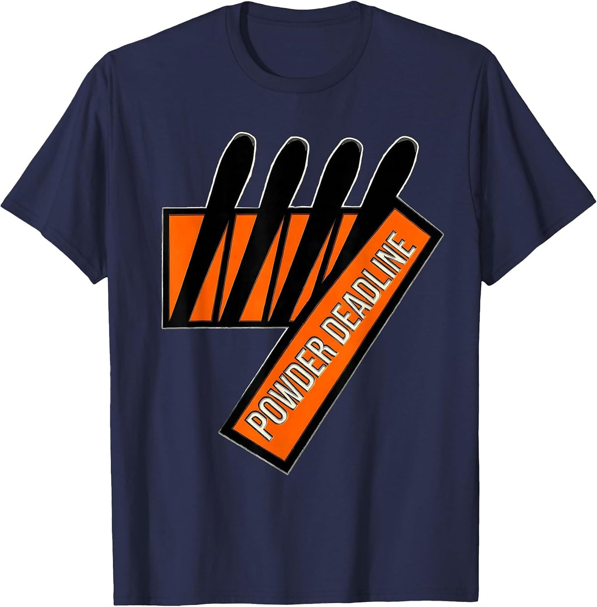 Powder Deadline Stencil Ski Dad Snowboarder Gift T-Shirt - Navy Blue