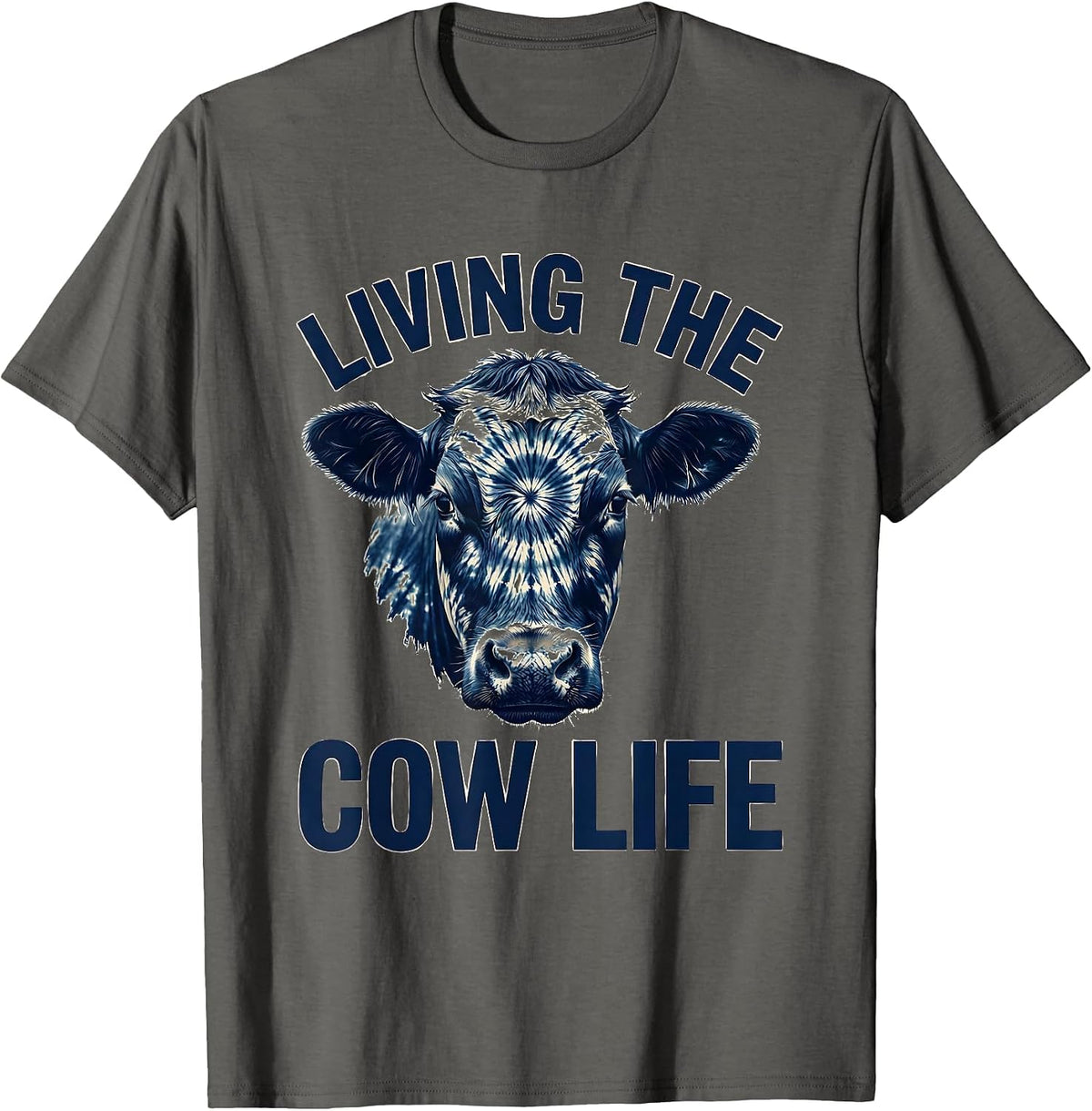 Men's Living the Cow Life Funny Farm Animal Design T-Shirt - Asphalt Grey