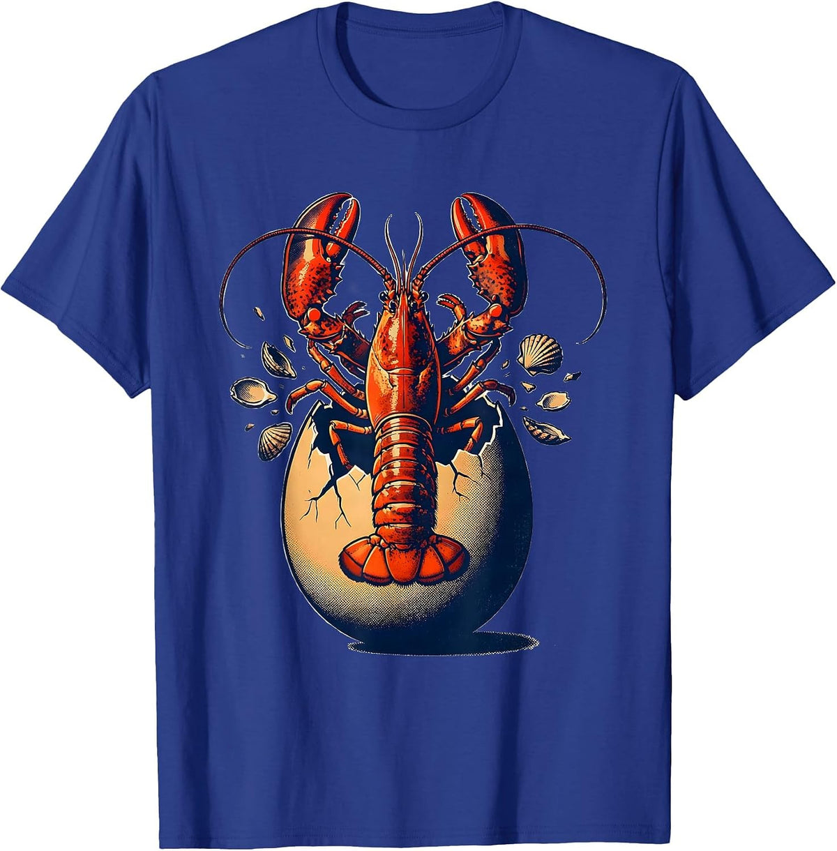 Men's Lobster Hatching From Barnacle-Covered Egg T-Shirt - Royal Blue