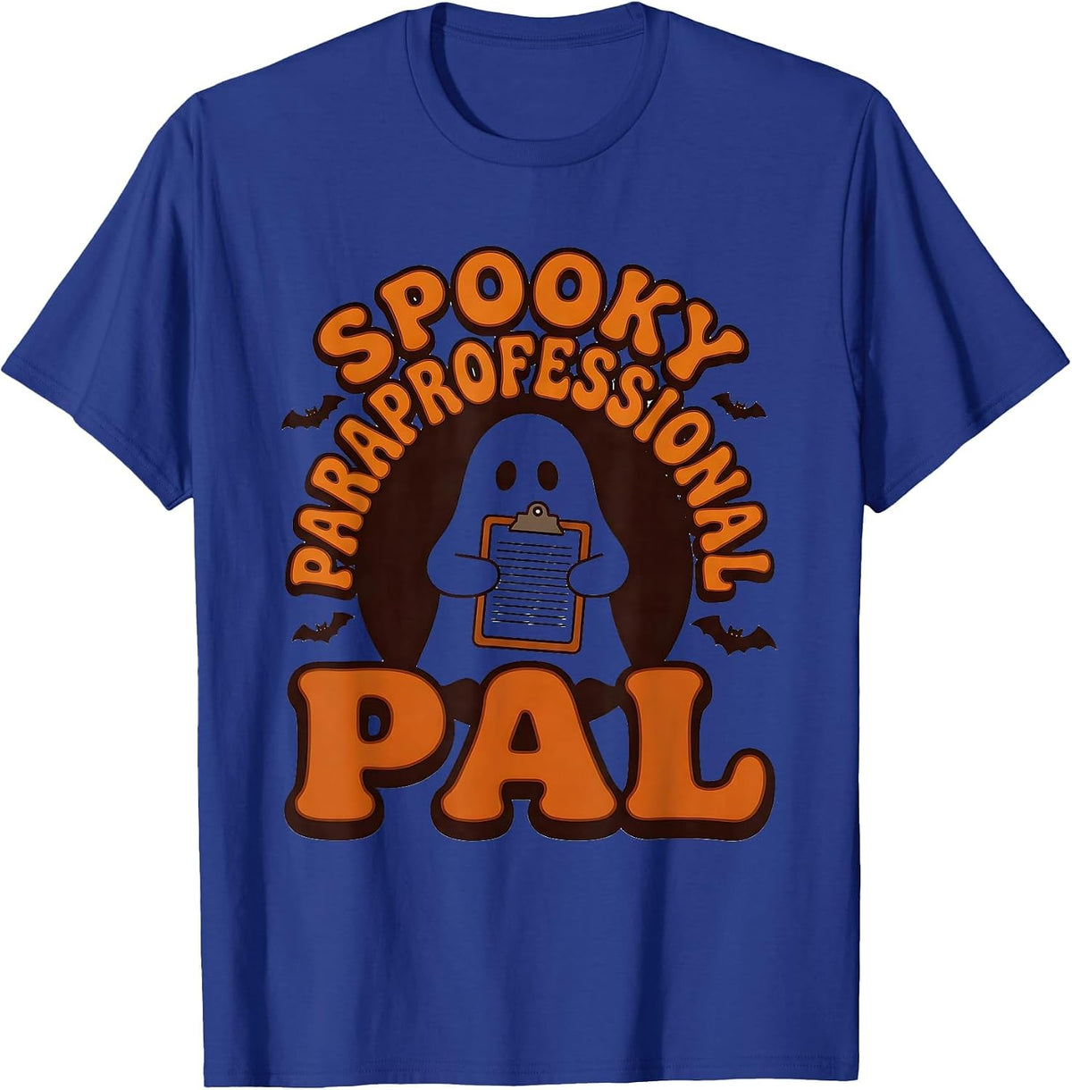 Men's Spooky Paraprofessional Pal Retro 70s Teacher Aide Halloween T-Shirt - Royal Blue
