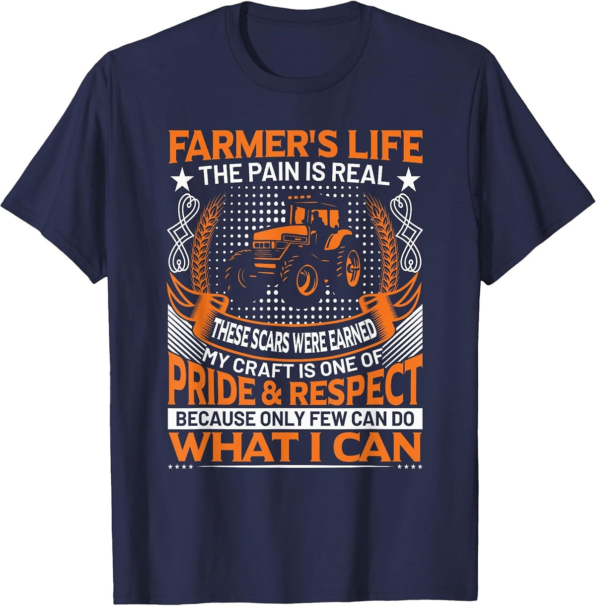 Funny Farmer’s Life Tractors Planting Crops Men Women T-Shirt - Navy Blue