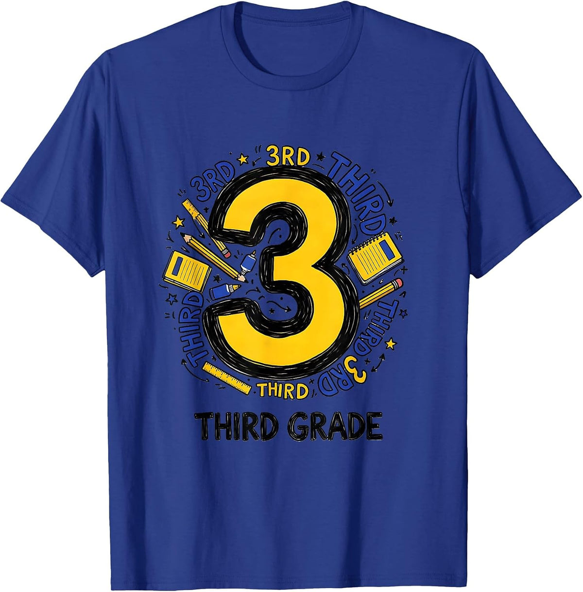3RD GRADE THIRD GRADE Playful Teacher Back To School T-Shirt - Royal Blue