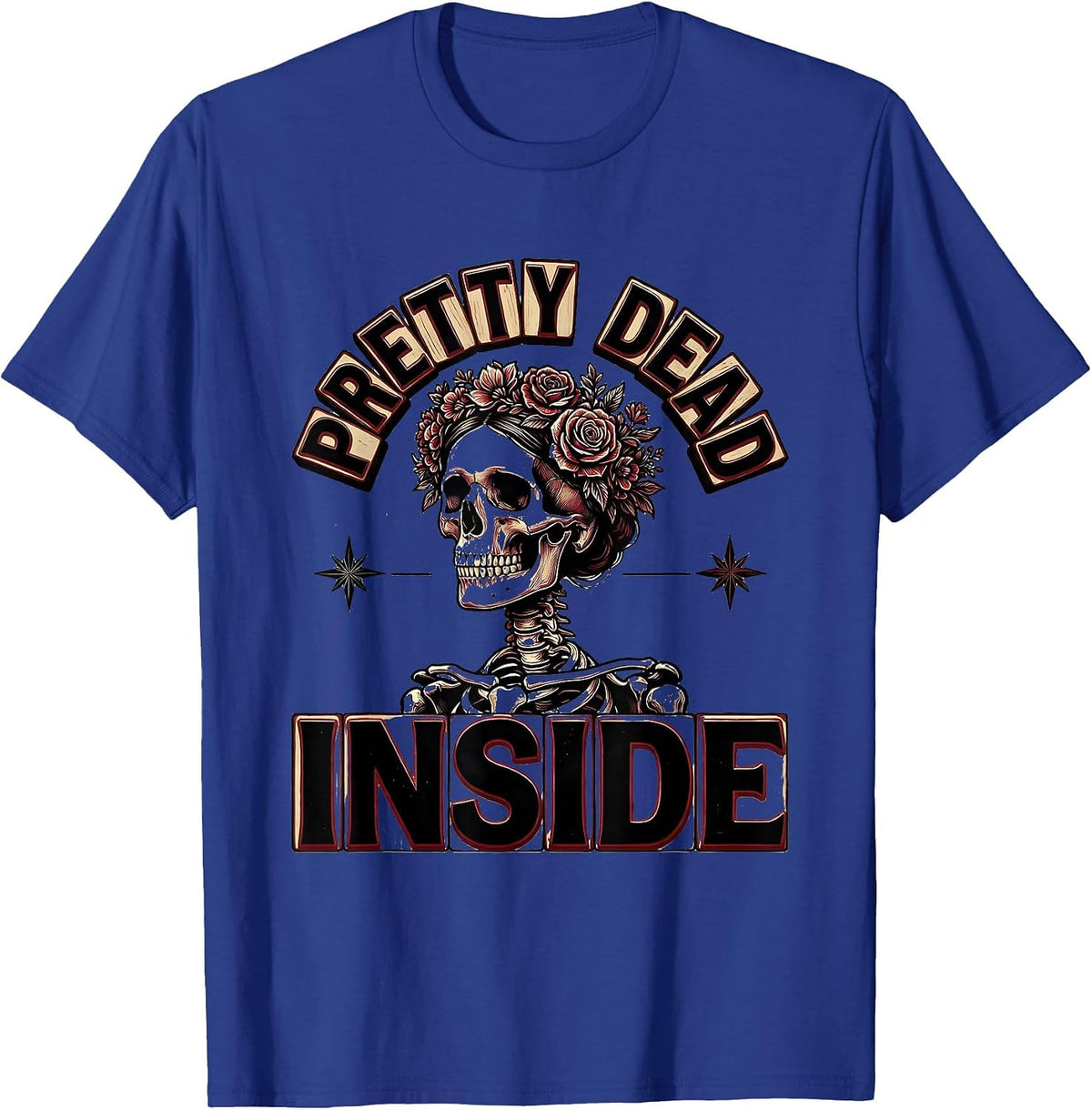 Men's Pretty Dead Inside Skeleton Graphic Design T-Shirt - Royal Blue