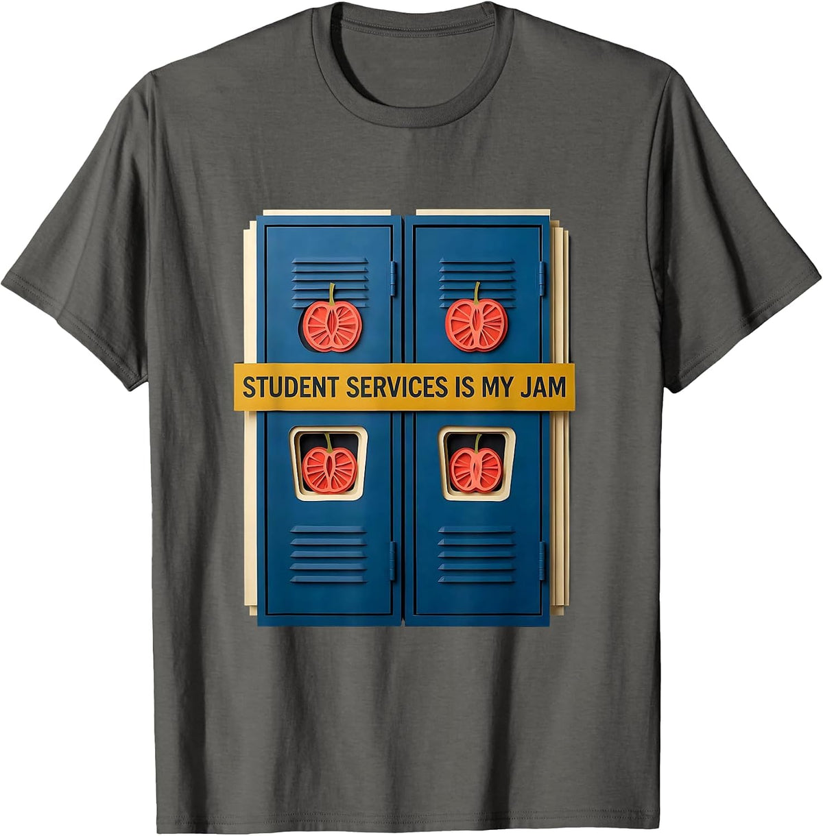 Student Services Is My Jam Paper Cutout School Counselor T-Shirt - Asphalt Grey