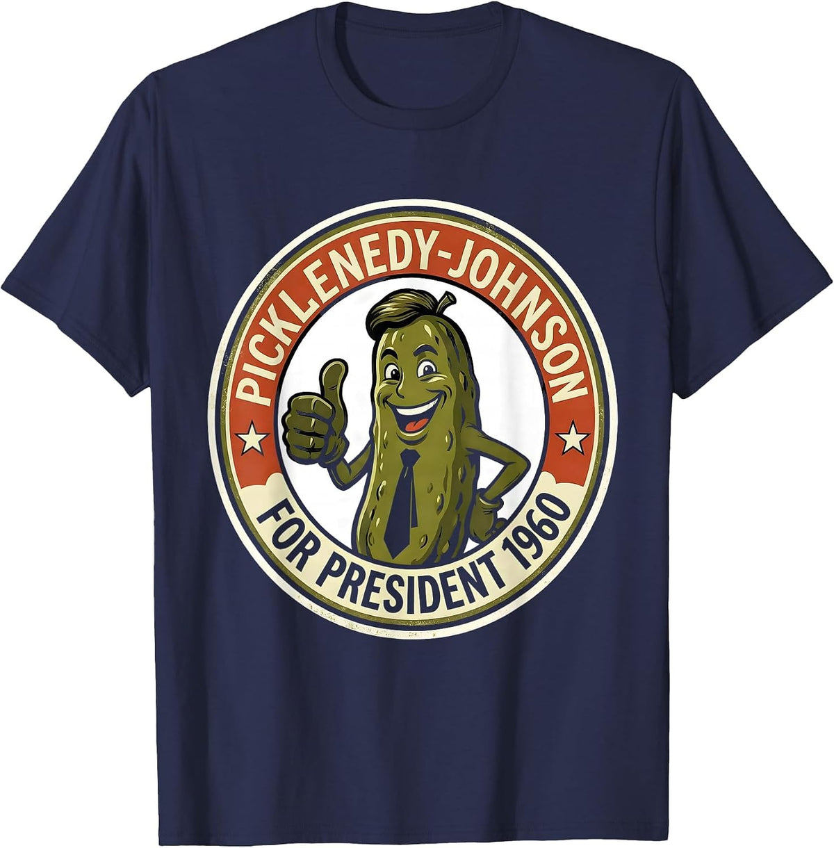 Picklenedy-Johnson For President 1960 Retro Political T-Shirt - Navy Blue