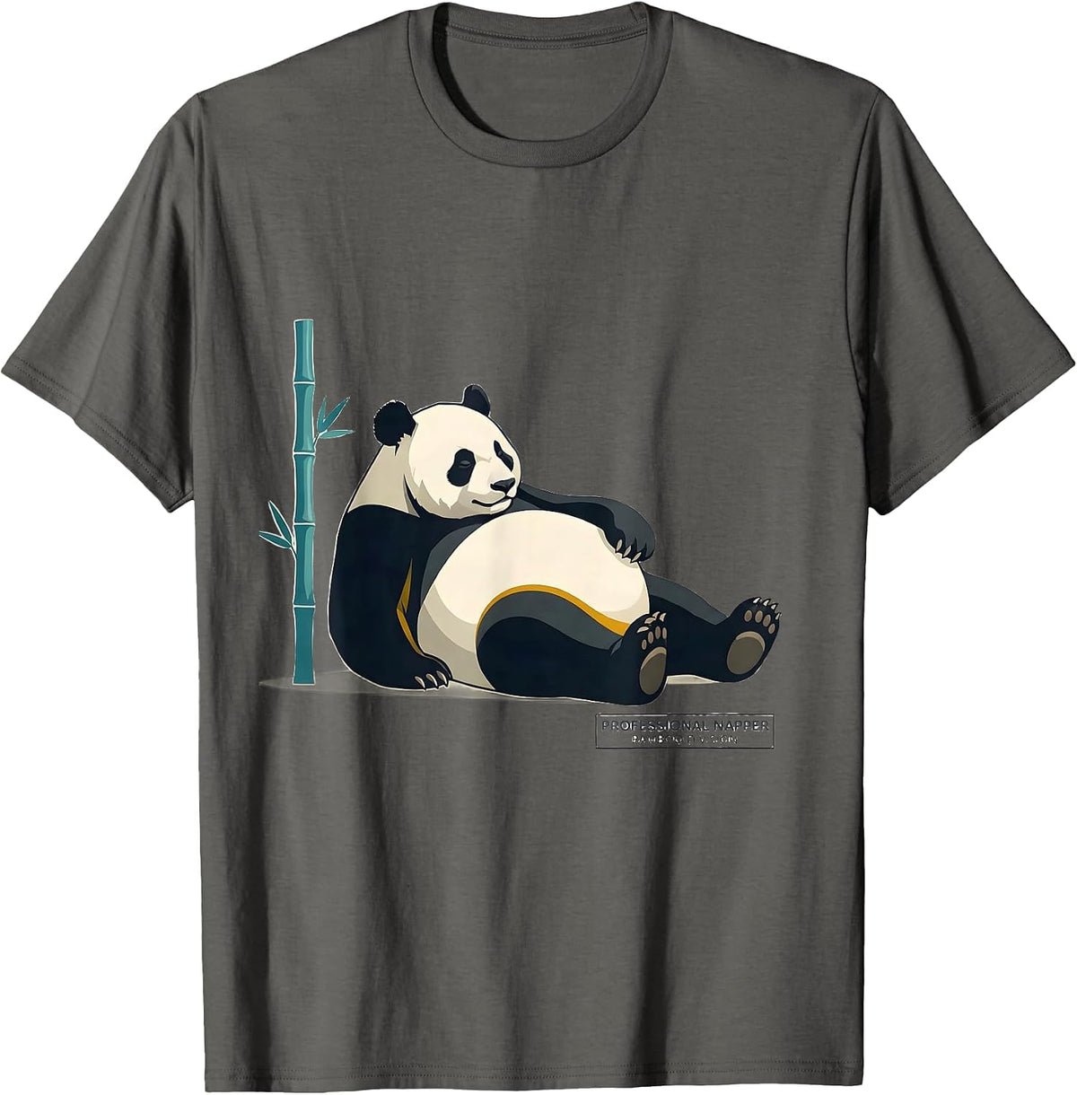 Men's Professional Napper Bamboo Division Midcentury Modern Panda T-Shirt - Asphalt Grey