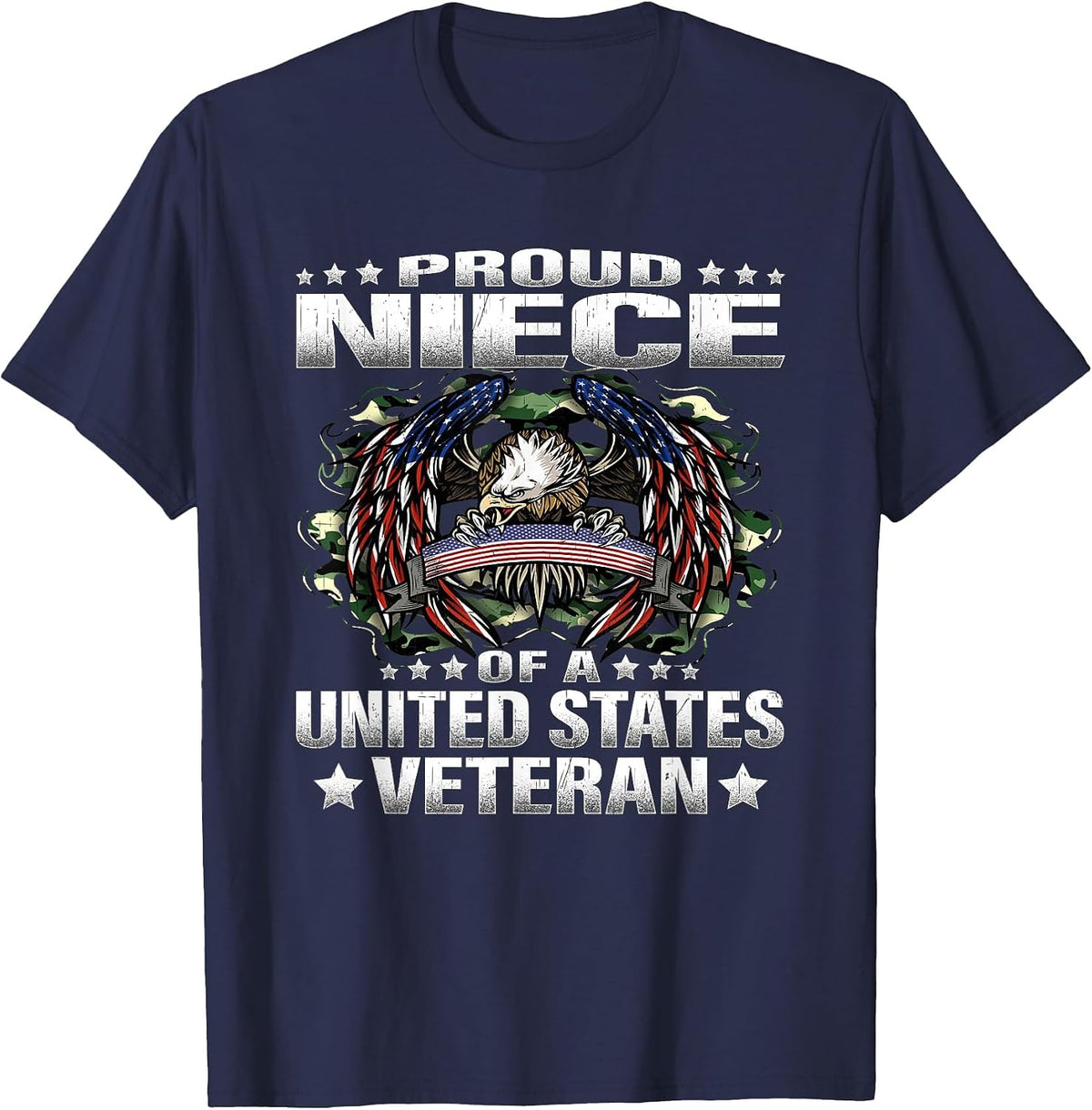 Proud Niece of A United States Veteran Military Vet's Family T-Shirt - Navy Blue