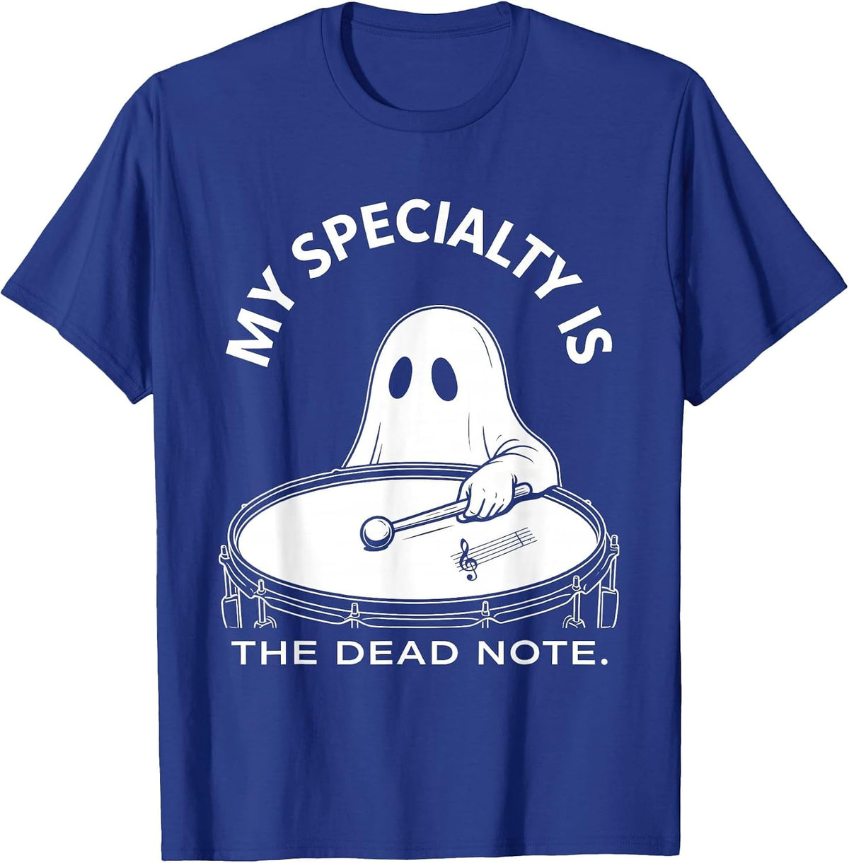 My Specialty Is The Dead Note Whimsical Ghost Musician T-Shirt - Royal Blue