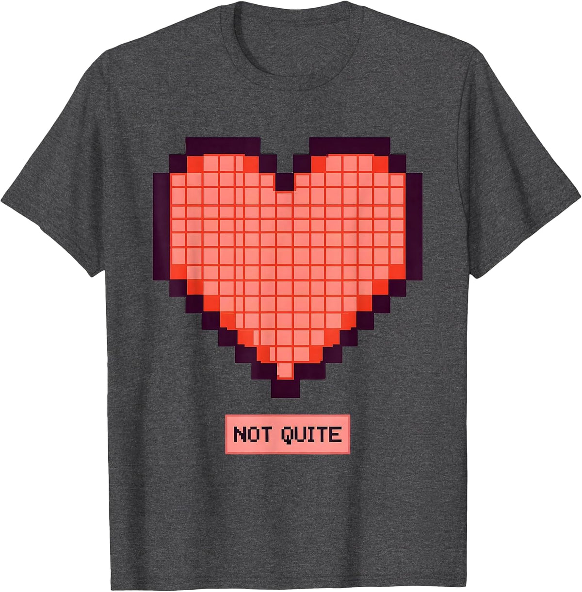 Not Quite Pixel Art Heart Humor Valentines Day Couple Gift T-Shirt - Dark Heather Grey