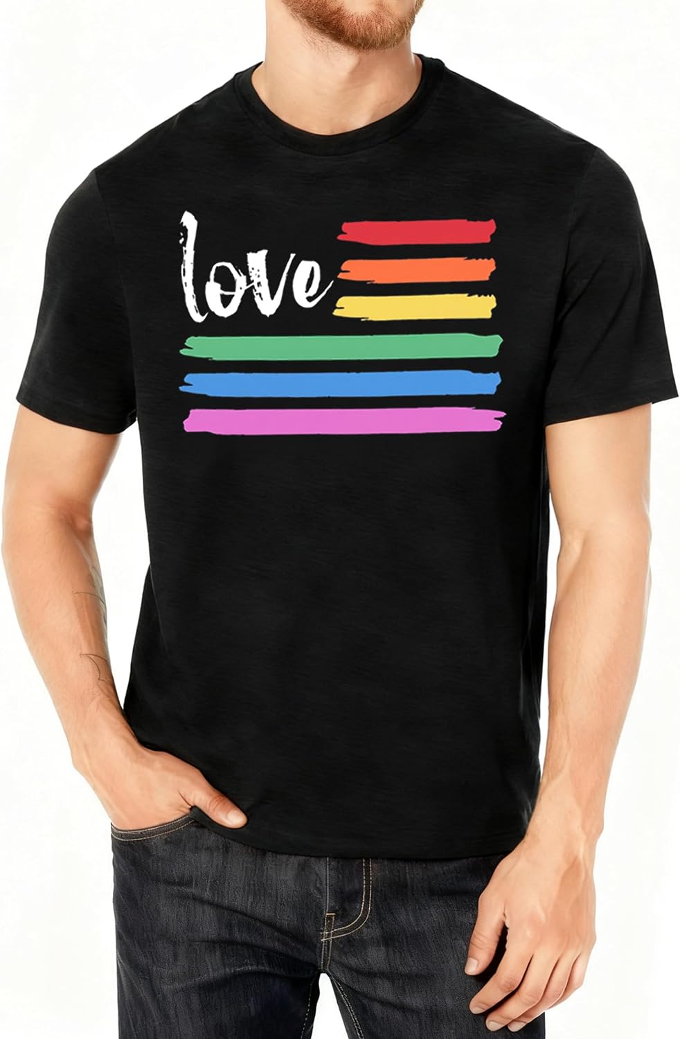 Pride Shirts Men Gay Pride Rainbow T-Shirts Pride Month Outfit LGBTQ Short Sleeve - Black2