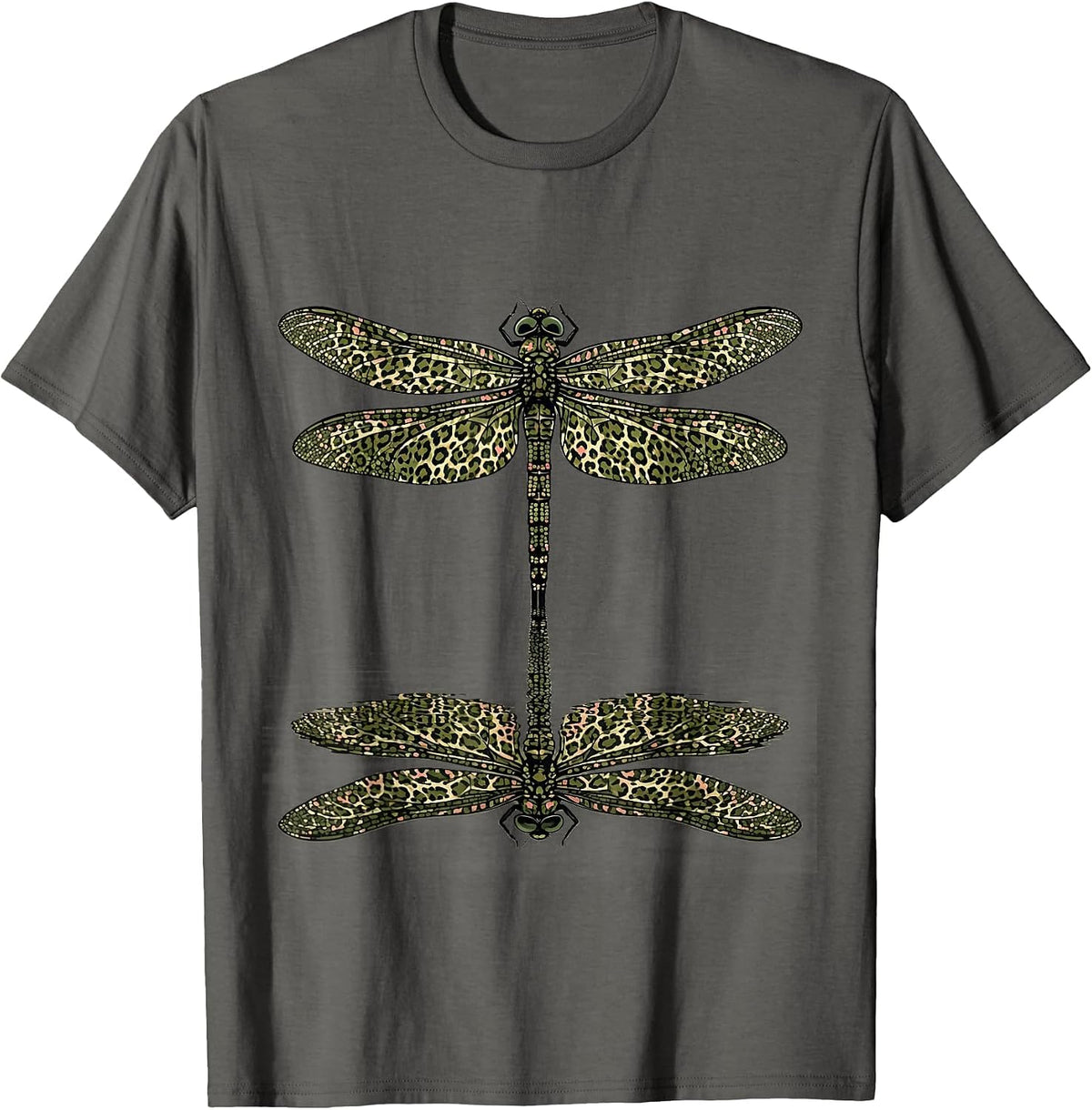 Camo Dragonfly Still Water Nature Design T-Shirt - Asphalt Grey