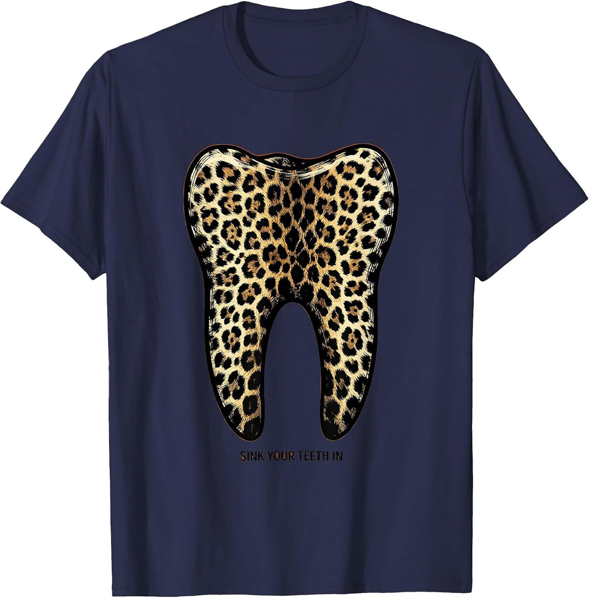 Men's Sink Your Teeth In Dental Halloween Design T-Shirt - Navy Blue