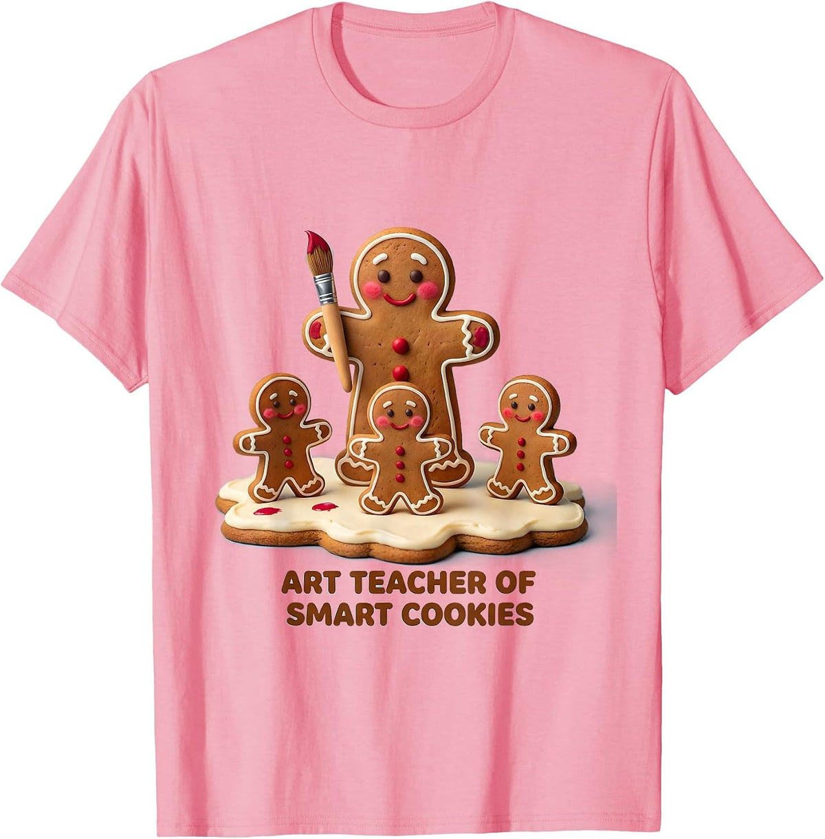 Men's Art Teacher Of Smart Cookies Cute Kawaii Christmas Teacher T-Shirt - Pink