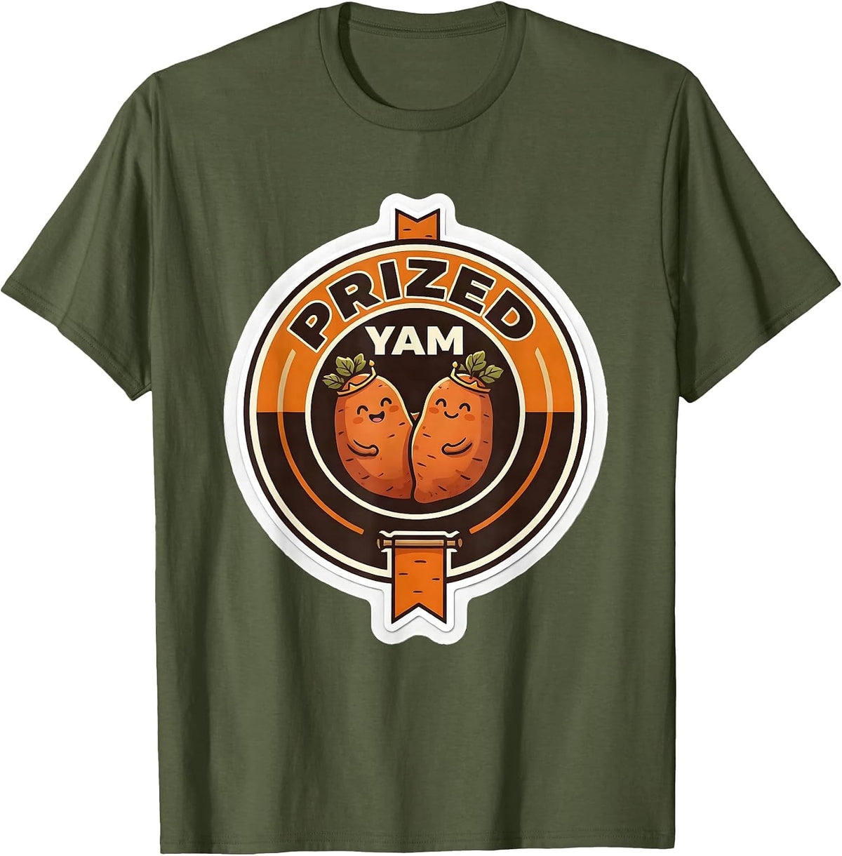 Men's Prized Yam Funny Thanksgiving Matching Couple Sweet Potato T-Shirt - Olive Green