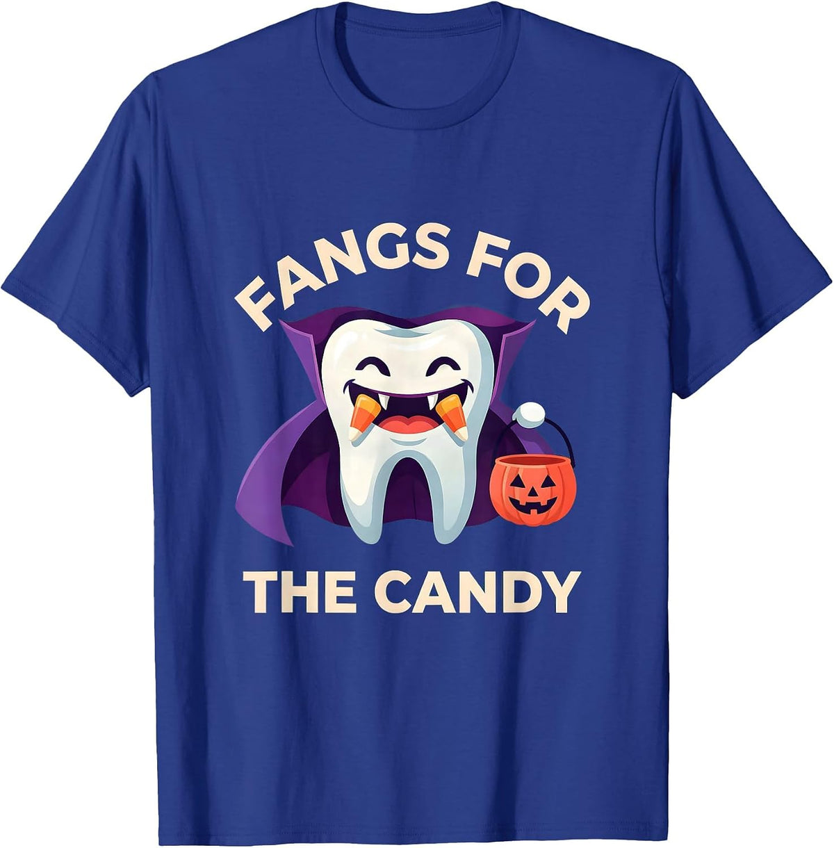 Fangs for the Candy Dental Halloween Design T-Shirt - Royal Blue