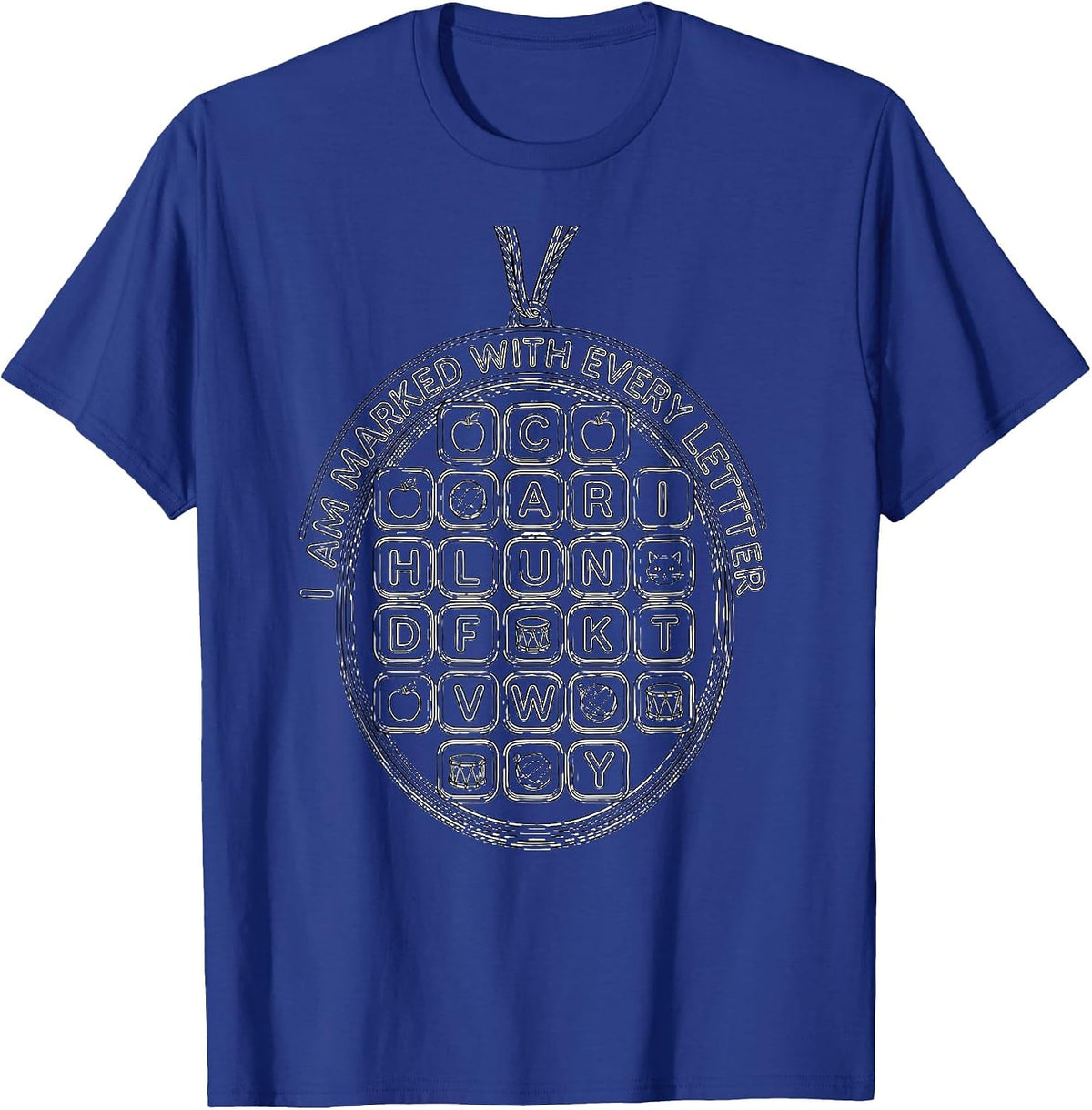 Men's I Am Marked With Every Letter Line Art Teacher Halloween T-Shirt - Royal Blue