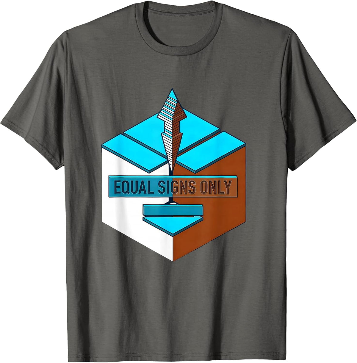 Men's Equal Signs Only Math Equality Greater Than Division T-Shirt - Asphalt Grey