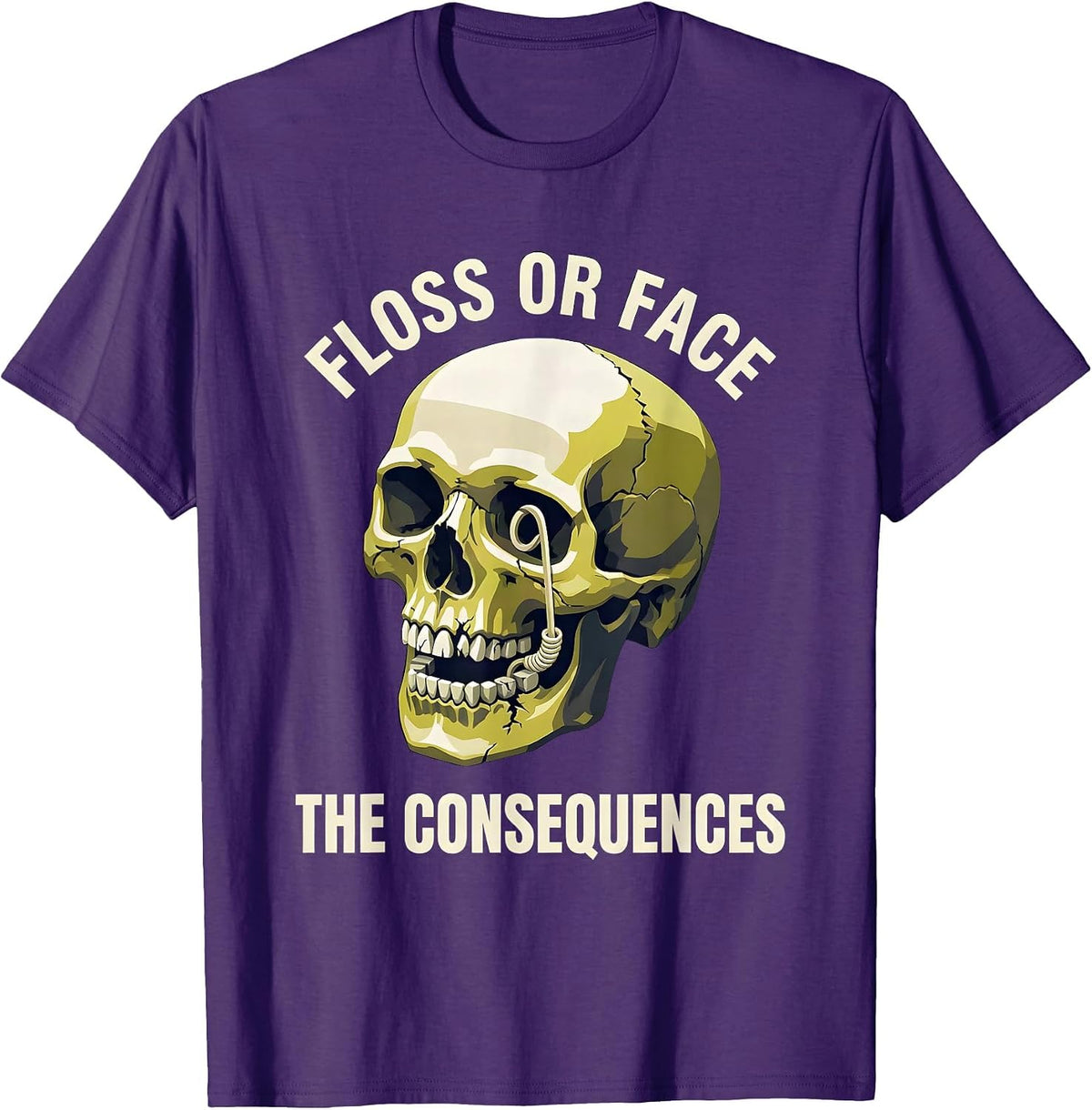 Halloween Dental Floss or Face the Consequences T-Shirt - Purple
