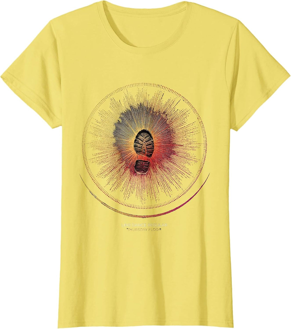 Women's Line Dance Regular Thursday Floor Dotted Sparkle Humor T-Shirt - Lemon Yellow