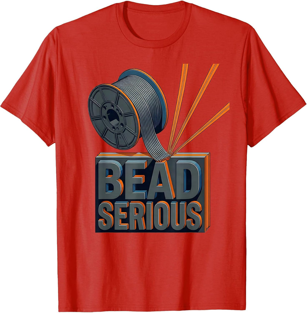 Men's Bead Serious Funny Welder Metal Worker Trade Humor T-Shirt - Red