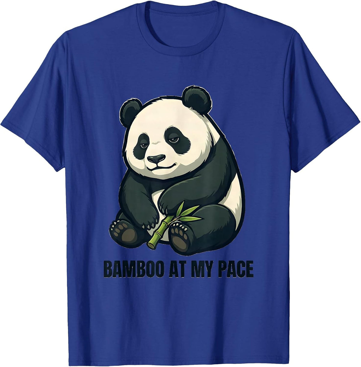 Men's Bamboo At My Pace Cute Chibi Panda Humor Animal Lover Gift T-Shirt - Royal Blue