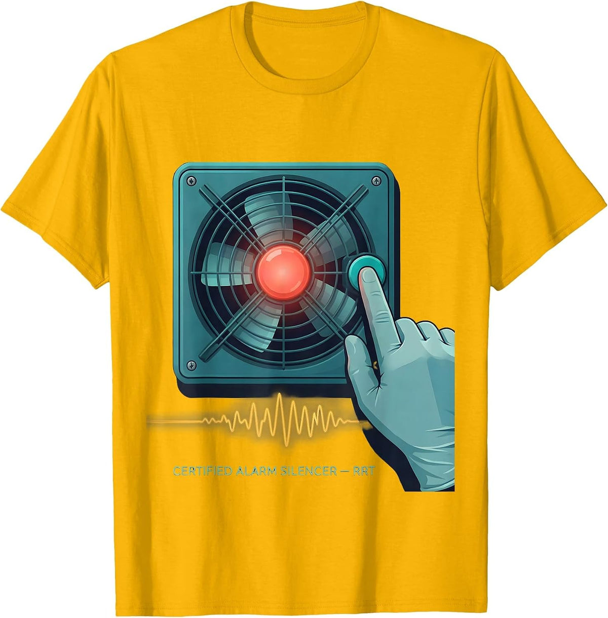 Certified Alarm Silencer RRT Funny Respiratory Therapist RT T-Shirt - Golden Yellow