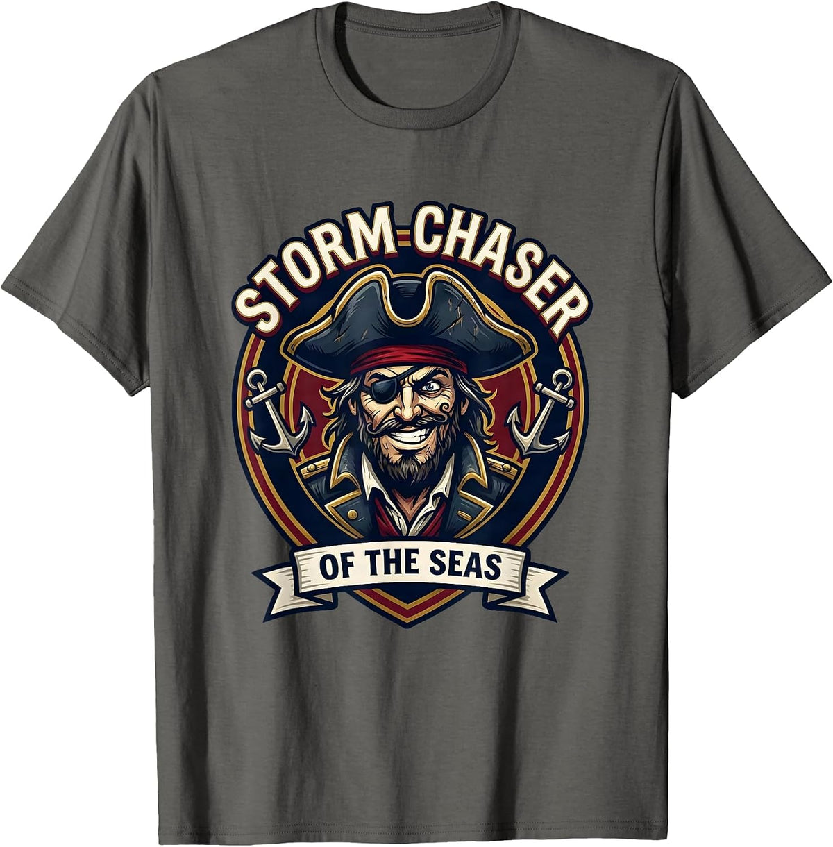 Men's Storm Chaser of the Seas Pirate Graphic T-Shirt - Asphalt Grey