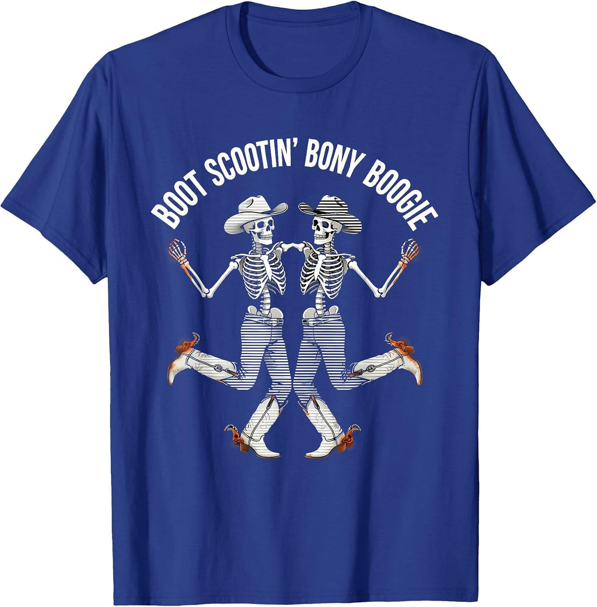 Boot Scootin' Bony Boogie Halloween Dance Design T-Shirt - Royal Blue