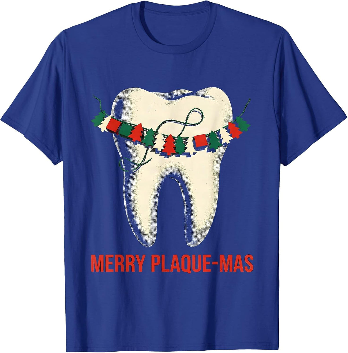 Men's Merry Plaque-mas Funny Dental Christmas Dentist Dental T-Shirt - Royal Blue